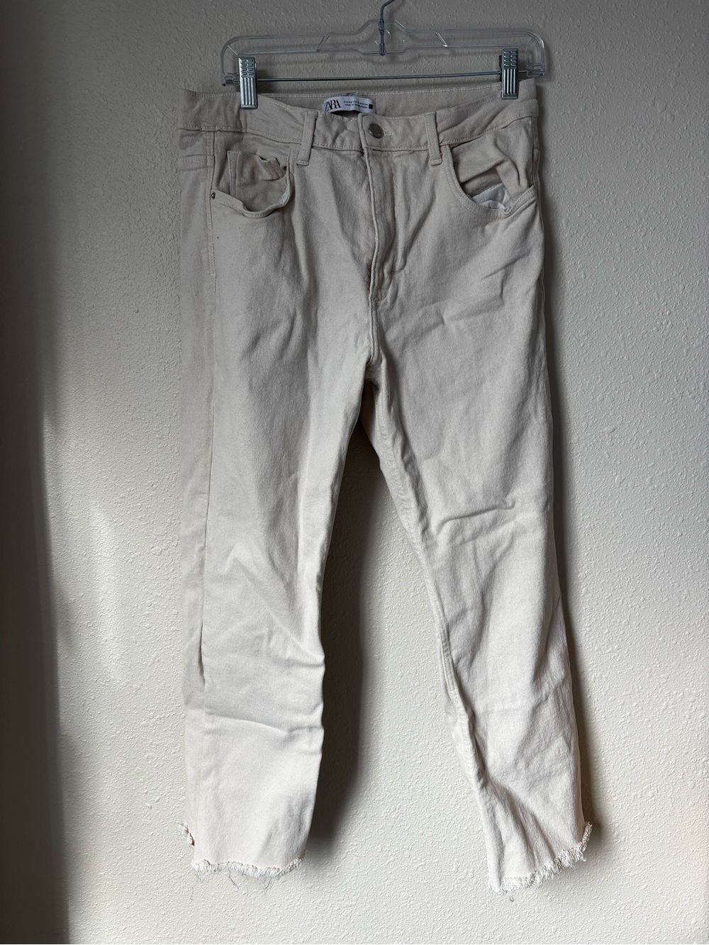 Zara Tan High-Rise Straight Jeans